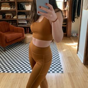 Copper workout set with crop top and ankle legging
